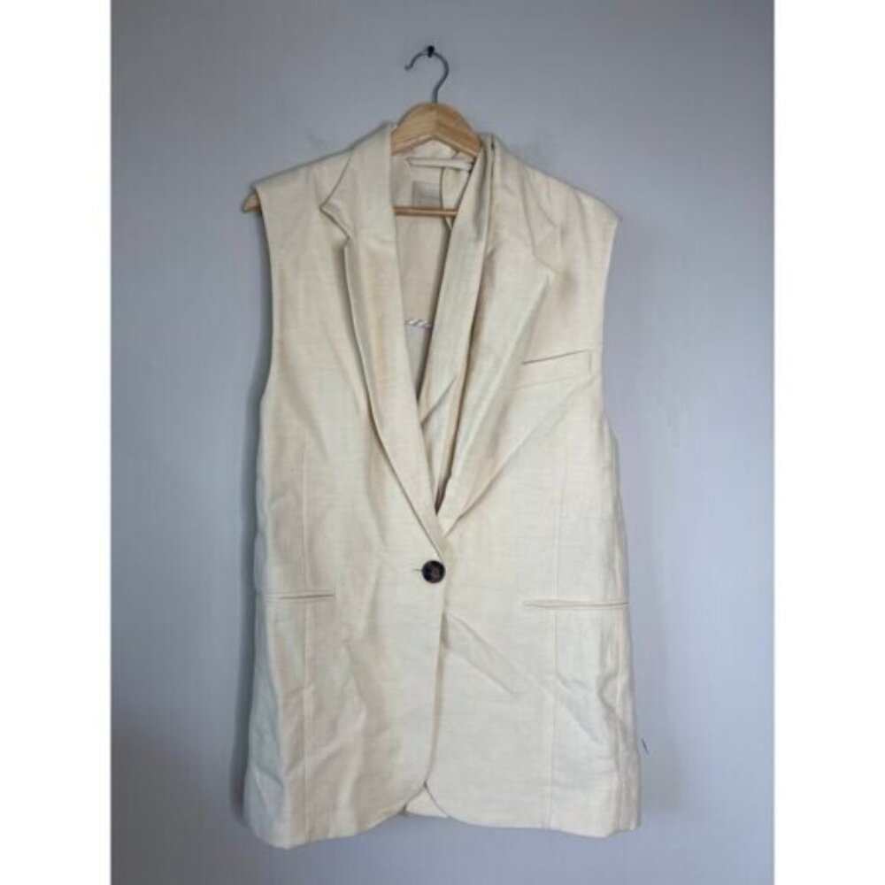 NEW Vanessa Bruno Christen Sleeveless One Chest Pocket Jacket Beige Size: 36 - Picture 2 of 8